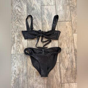 Black Shimmer liquid shine Bikini Set by Skims, size M
